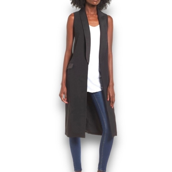 Leith Jackets & Blazers - Leith Open Front Tuxedo Style Long Vest